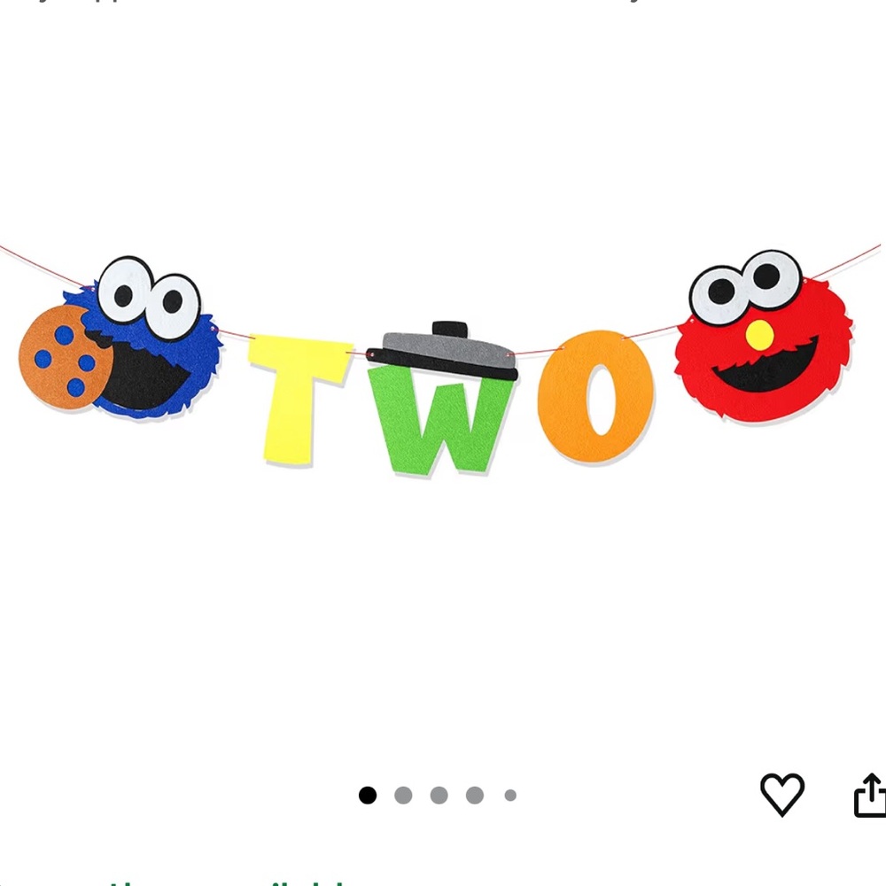 Like New Sesame Street 2nd Birthday Party Decoration Toddler Kid Banner Felt